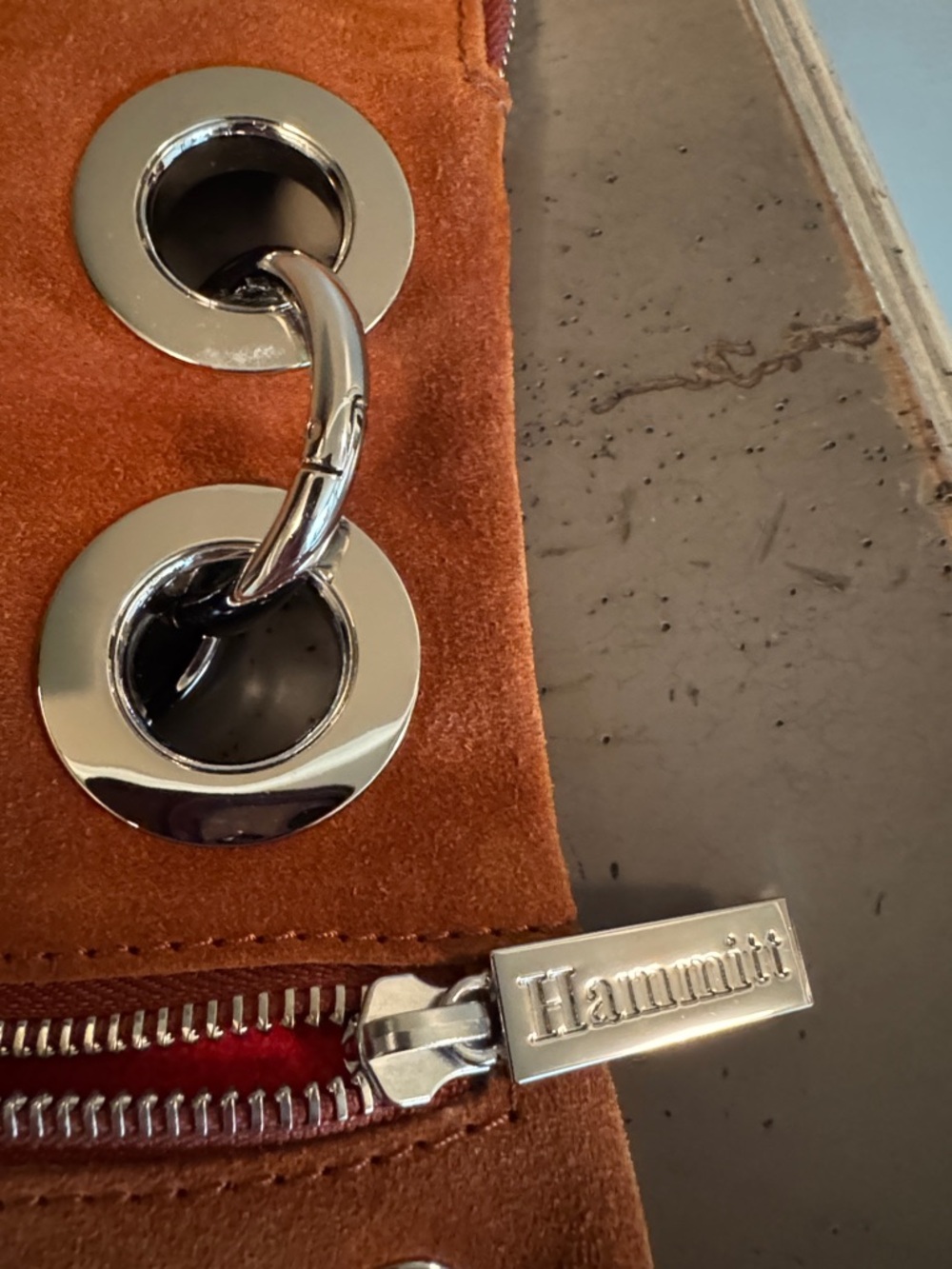 Hammitt Rust Suede Crossbody with Silver Hardware - Picture 15 of 16